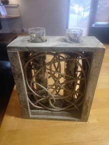 (Move out sell-see my other low priced ads) Wooden Vase Holder with Glass Inserts