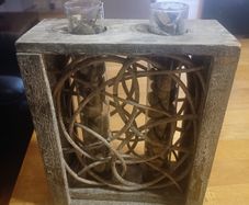 (Move out sell-see my other low priced ads) Wooden Vase Holder with Glass Inserts
