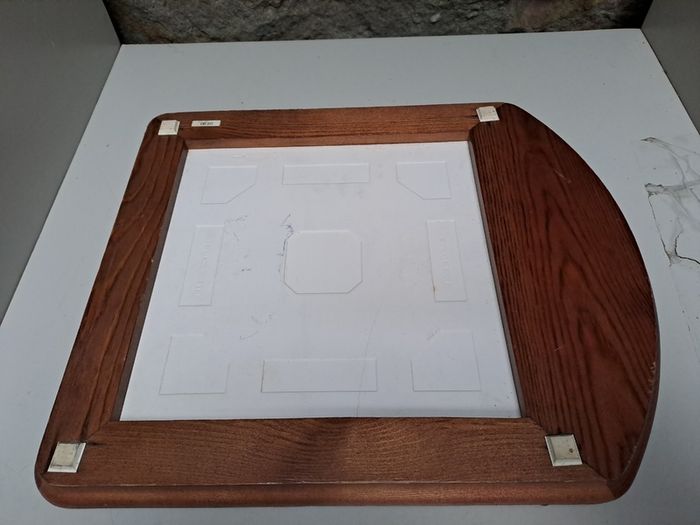 Vintage wooden cheese board with tile