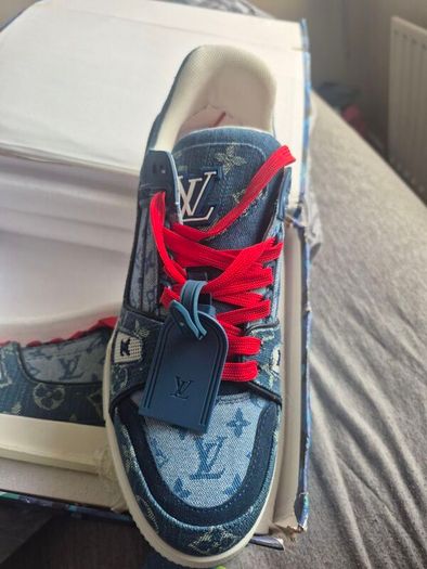 Blue Denim Monogram Skate Shoes