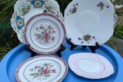 Six mismatched pretty plates/dishes