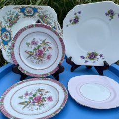 Six mismatched pretty plates/dishes