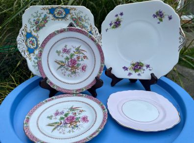 Six mismatched pretty plates/dishes