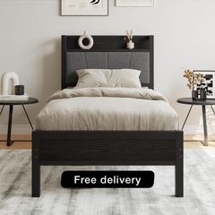 3ft Single Bed Frame with Storage Headboard