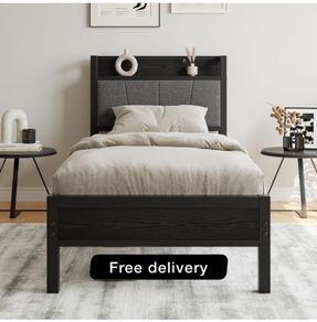 3ft Single Bed Frame with Storage Headboard