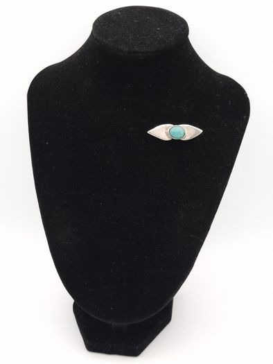 925 Vintage Sterling Silver Turquoise Brooch, 1982