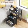 Bedside Table Set of 2, Side Table with Charging Station and Led Lights Image 6