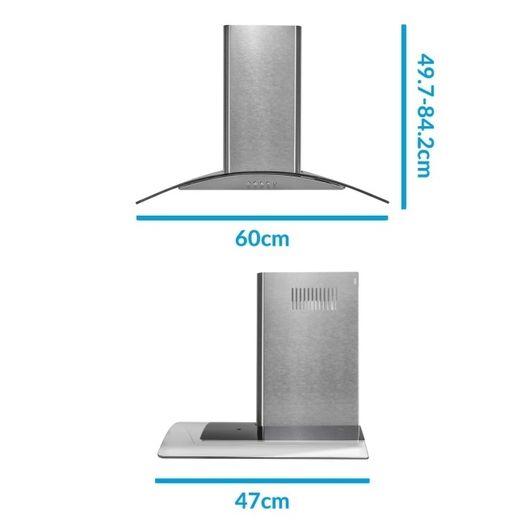 Cooker Hood 60cm Curved Glass and Stainless Steel