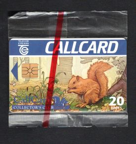 1996 Ireland 20 unit Callcard Collectors' Club featuring Red Squirrel (Gemplus GEM1) Call Card New in Packaging. Telecom Eireann card number 1133