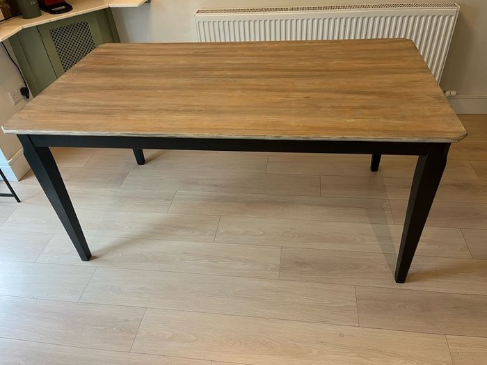 Upcycled Solid Wood Dining Table - Hand Painted White Coffee Whitewash - Modern Rustic - One of a Kind