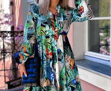 Mini Dress With Pump Sleeves Jungle