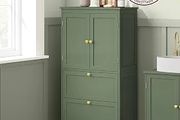 Bathroom Cabinet, Kitchen Cabinet with 2 Doors and 2 Drawers, Adjustable Shelves, 30 x 60 x 110 cm, Forest Green