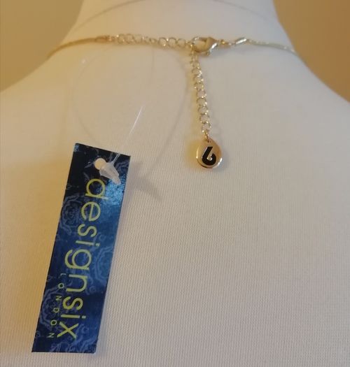DesignSix Grammy Necklace Gold Colour Snake Chain with Oval Pendant New With Tags