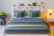 Floating Bed Frame with LED Lights and Charging Station