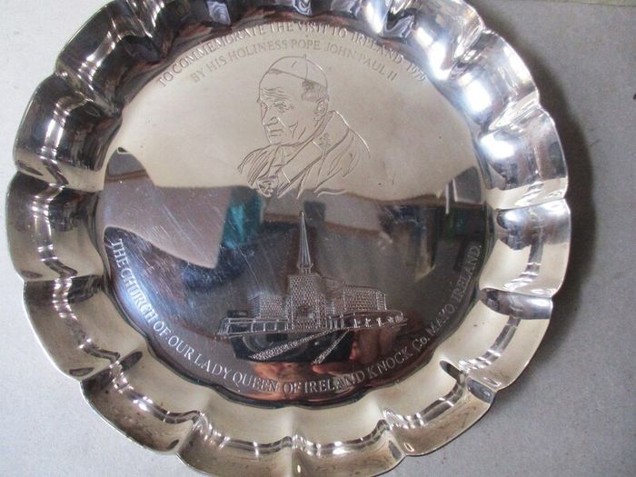 1979 Knock Papal Visit Souvenir Silver Plated Dish