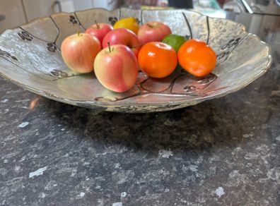 Engraved Glass Fruit Bowl
