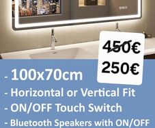 LED Bathroom Mirror 100x70cm Bluetooth Defogger Makeup Magnifying Zoom x5 Bright Light 3Color Temperature Horizontal Vertical
