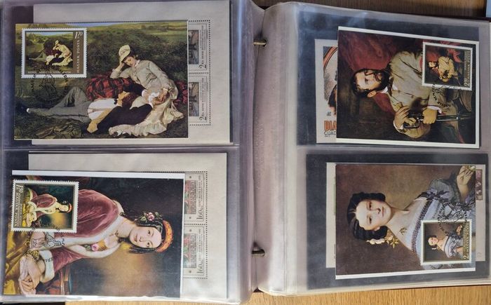 Stamp, cover album. France, Czechoslovakia, Hungary , Cuba, Spain, Paraguay, EU