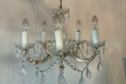 Stunning Gold candelabra chandelier with hanging crystal accents