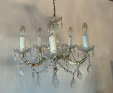 Stunning Gold candelabra chandelier with hanging crystal accents