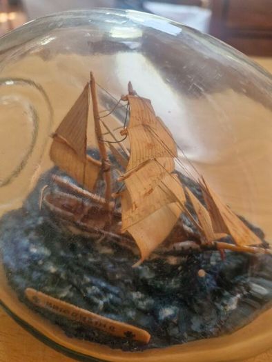 Handmade Brigantine Ship in a Bottle  Unique Maritine Craft