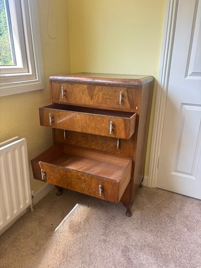 Vintage Art Deco Style Tallboy / 5-Drawer Chest