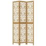 Room Divider 3 Panels Brown Solid Wood Paulownia Image 2
