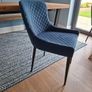2x navy velvet dining chairs Image 6