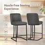Bar Stools Set of 2, Kitchen Breakfast Bar Chairs, with Backrest, Steel Frame, Modern Barstool Set, Pub Stools, Sturdy Metal Frame, for Dining Room, Kitchen, Party (Grey) Image 3