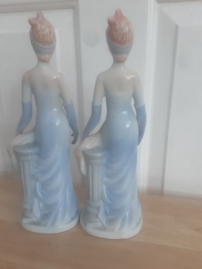 Ornament/Two Glazed Lady Figurines ..  for12.00euro