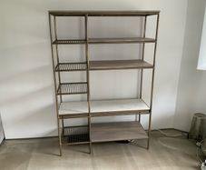 Bronze marble and wood display cabinet