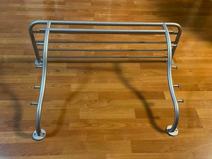 Gray metal coat rack