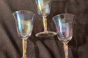 3 Iridescent crystal wine glasses