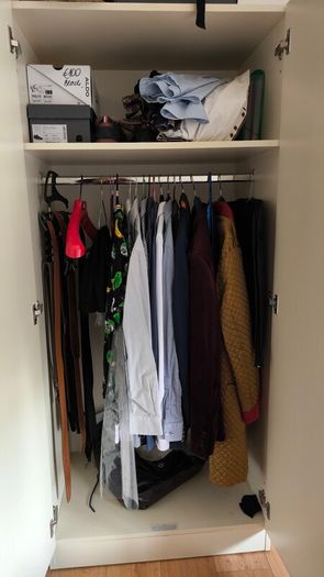 Wardrobe cream with silver handles