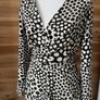 dress River Island long sleeve wrap effect off white and black dots pattern size 38 Image 9