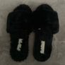 Black Fluffy Slippers Image 2