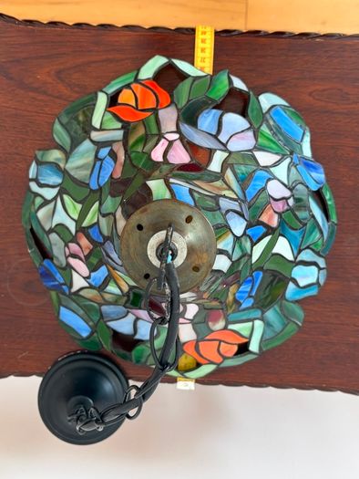 Vintage tiffany style stained glass ceiling pendant light ready to hang
