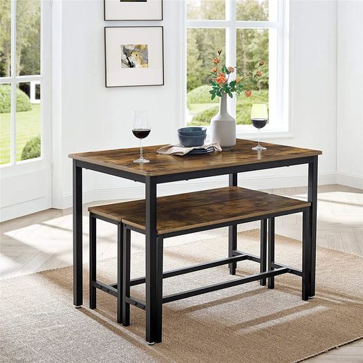 Dining Table Kitchen Table Set with 2 Benches - Free Delivery Nationwide