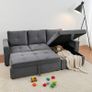 Grey Velvet Brand New Corner Sofa Bed with Storage - Free Delivery Ireland Image 2