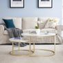 2 in 1 Marble Texture Coffee Table For Living Room Sofa Side Round Image 6
