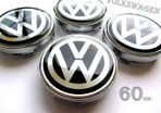 4x VW 60mm Silver Chrome Black Volkswagen alloy wheel centre caps cap Hub Cover