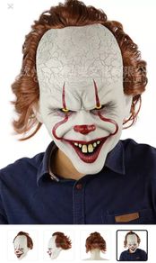 Pennywise IT Clown Mask Deluxe Latex Over Head Halloween Horror Clown Mask