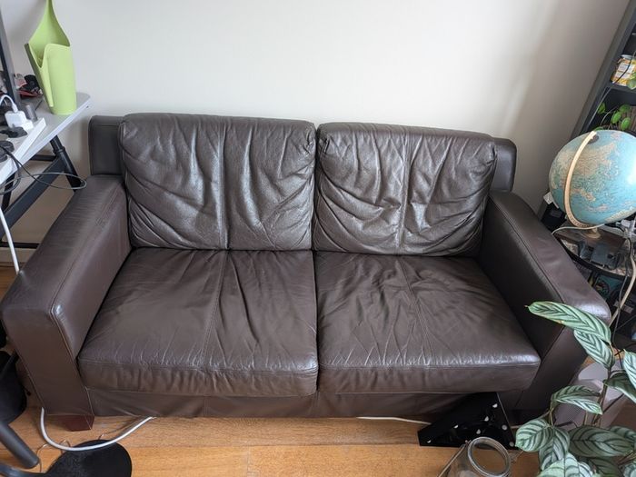 Brown Leather couches 162cm (2 available)