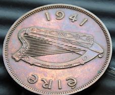 Ireland 1941 Penny Irish coin 85 years old collector grade