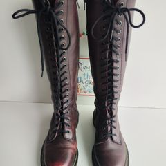Dr Martens tall zip 20 eye boots knee hole burgundy 1B60 High UK3 EU36 US5