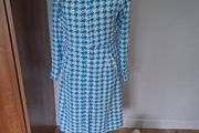 Stunning Maraislise Dress Turquoise/White Houndstooth Size 10 New Unworn