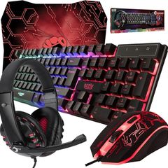 Gaming Keyboard and Mouse and Mouse pad and Gaming Headset, Wired LED RGB Backlight Bundle for PC Gamers Users - 4 in 1 Gift Box Edition Hornet RX-250