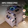Farmhouse End Table, Set of 2, Square Night Stand with USB Ports and Outlets, 3 Tiers End Table Side Table with Storage Cabinet and 2 Drawers Image 3
