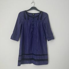 Girls Purple Striped Cotton Dress (12-13Y)