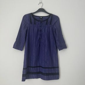 Girls Purple Striped Cotton Dress (12-13Y)